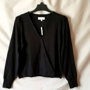 NEW MADEWELL Texture Puff Sleeve Faux Wrap Top